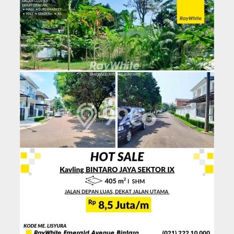 Dijual Tanah 405m2 di Bintaro, Tangerang Selatan Dijual Tanah 405m2 di Bintaro, Tangerang Selatan