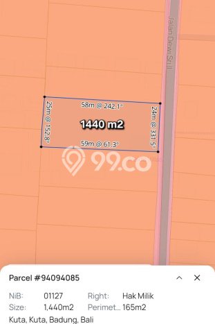 Dijual Tanah Lokasi Legian, Badung Seluas 1440m2 Dijual Tanah Lokasi Legian, Badung Seluas 1440m2