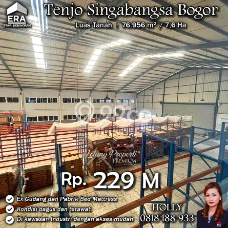 FOR SALE! Pabrik di Tenjo Bogor, LT 76956m2, LB 50000m2 FOR SALE! Pabrik di Tenjo Bogor, LT 76956m2, LB 50000m2
