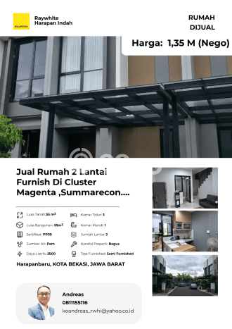 Dijual Rumah Eksklusif 3 KT di Summarecon Bekasi, Bekasi Dijual Rumah Eksklusif 3 KT di Summarecon Bekasi, Bekasi