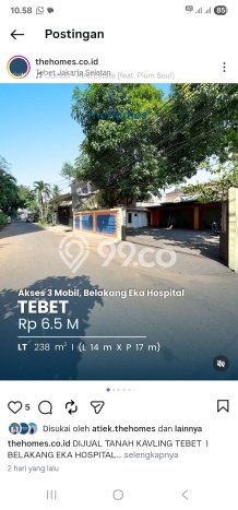 Tanah Dijual Lokasi Tebet, Jakarta Selatan Luas 238m2 Legalitas Aman Tanah Dijual Lokasi Tebet, Jakarta Selatan Luas 238m2 Legalitas Aman