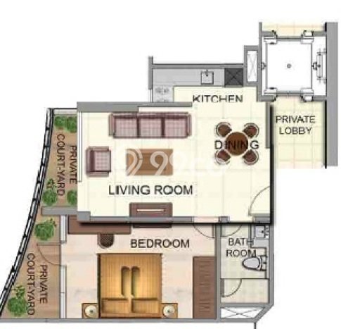 Apartemen di Kemayoran, 1 KT, Luas 73m² Apartemen di Kemayoran, 1 KT, Luas 73m²