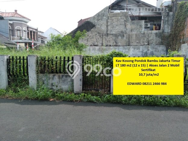 Dijual Tanah 180m2 di Pondok Bambu, Jakarta Timur Dijual Tanah 180m2 di Pondok Bambu, Jakarta Timur