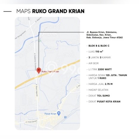 Ruko Paling Dicari LB 315m2 Dijual di Krian Ruko Paling Dicari LB 315m2 Dijual di Krian