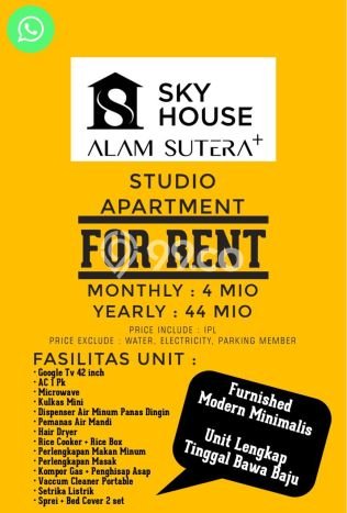 Apartemen Disewakan 1 Kamar Hemat Siap Huni di Tangerang, Luas 20m2 Apartemen Disewakan 1 Kamar Hemat Siap Huni di Tangerang, Luas 20m2