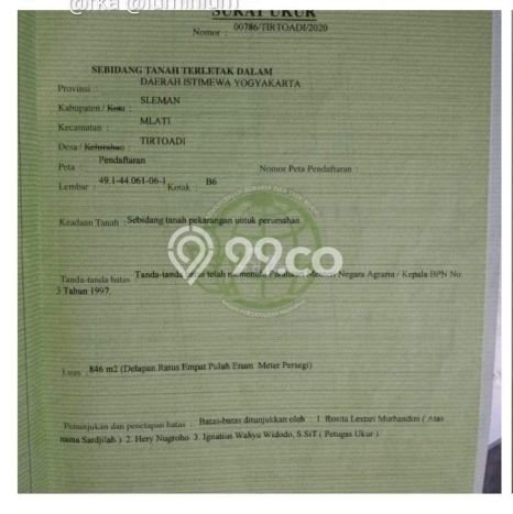 Lahan Kosong Dijual di Mlati, Sleman, Luas 846m2 Area Strategis Lahan Kosong Dijual di Mlati, Sleman, Luas 846m2 Area Strategis