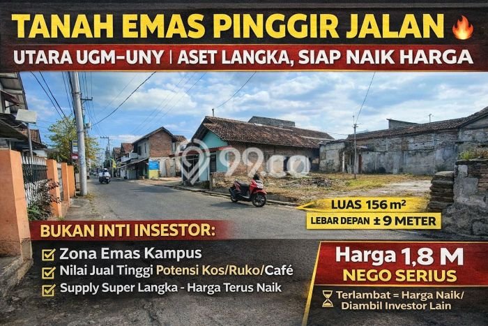 Untuk Dijual Tanah 156m2 di Caturtunggal, Sleman Untuk Dijual Tanah 156m2 di Caturtunggal, Sleman