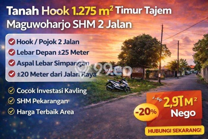 Tanah Kavling Dijual di Maguwoharjo, Yogyakarta dengan Luas Tanah 1275m2 Tanah Kavling Dijual di Maguwoharjo, Yogyakarta dengan Luas Tanah 1275m2