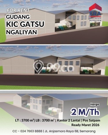 Unit Gudang disewakan di Ngaliyan Semarang dengan LT 3700m2 / LB 3700m2 Unit Gudang disewakan di Ngaliyan Semarang dengan LT 3700m2 / LB 3700m2