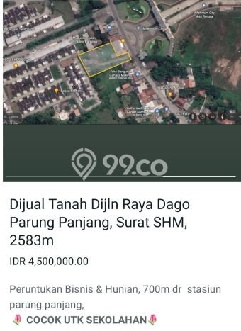 Tanah di Parung Panjang, Bogor Luas 2583m2 Dijual Segera Tanah di Parung Panjang, Bogor Luas 2583m2 Dijual Segera