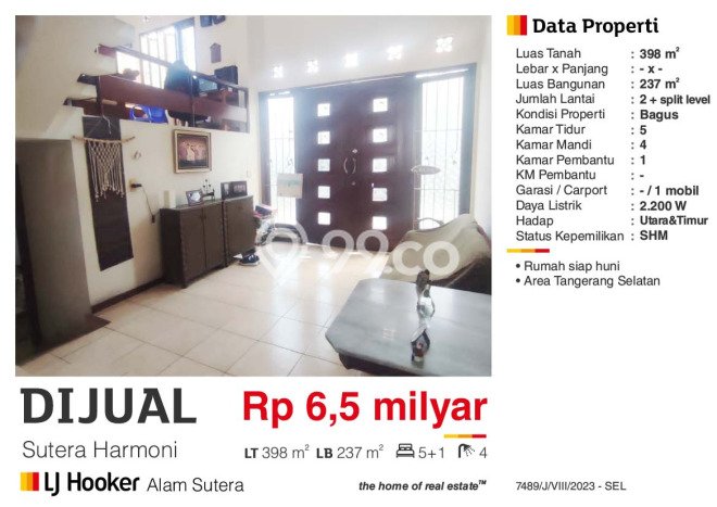 FEATURED! Rumah Asri area Alam Sutera, LT 398m² Bangunan 237m² FEATURED! Rumah Asri area Alam Sutera, LT 398m² Bangunan 237m²
