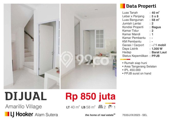 Jual Rumah 2 KT di Serpong, Tangerang Selatan - LT 40m² Jual Rumah 2 KT di Serpong, Tangerang Selatan - LT 40m²