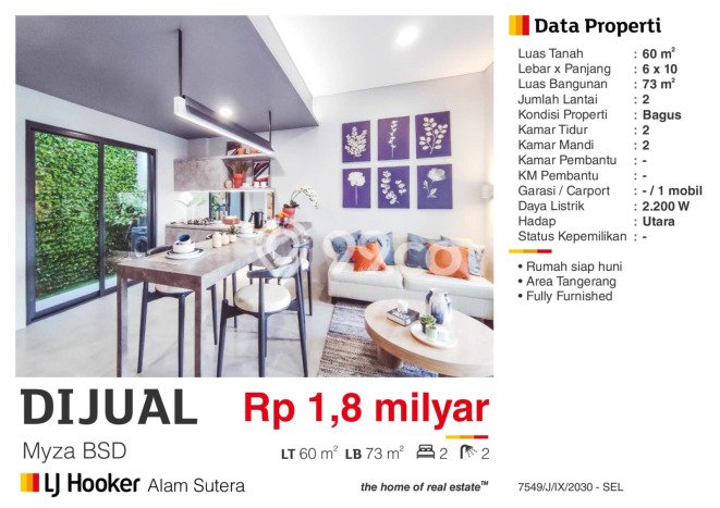 Rumah di BSD, LT 60m², LB 73m² Rumah di BSD, LT 60m², LB 73m²