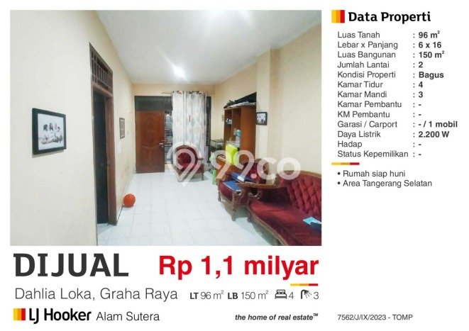 Rumah dengan Lokasi Strategis 4 KT di Graha Raya, Tangerang Selatan Rumah dengan Lokasi Strategis 4 KT di Graha Raya, Tangerang Selatan