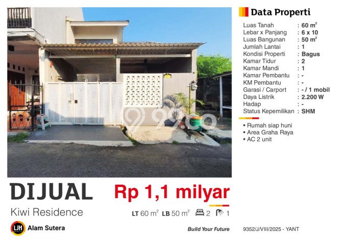 Dijual Hunian Rumah Nyaman 2 Kamar di Graha Raya, Tangerang Selatan Dijual Hunian Rumah Nyaman 2 Kamar di Graha Raya, Tangerang Selatan