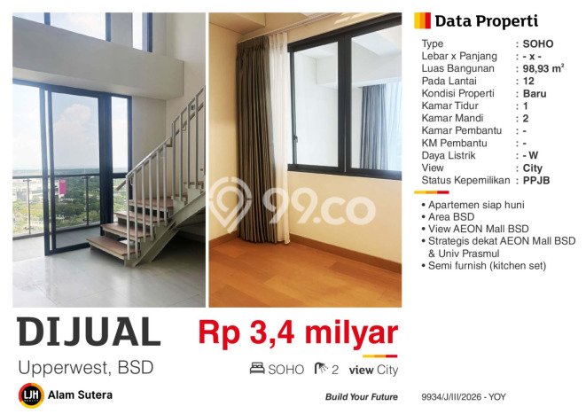 Apartemen Minimalis untuk Dijual di BSD Dengan Spesifikasi 1 KT & 2 KM Apartemen Minimalis untuk Dijual di BSD Dengan Spesifikasi 1 KT & 2 KM