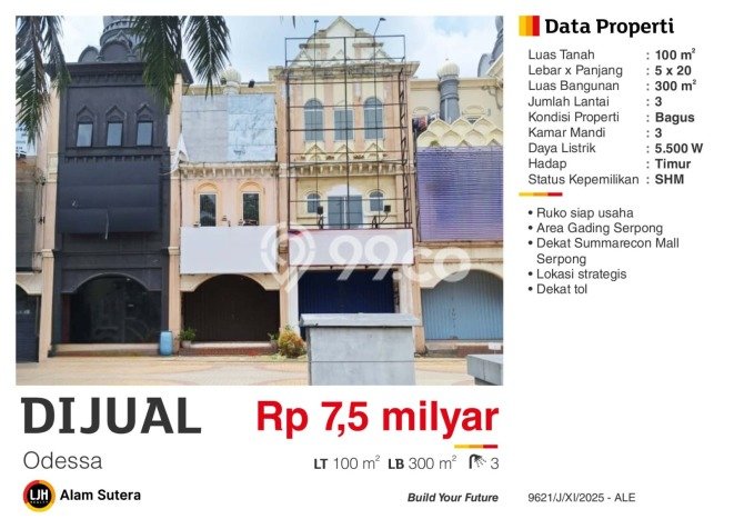 Ruko Dijual di Prime Area Tangerang Luas 300m2 Ruko Dijual di Prime Area Tangerang Luas 300m2