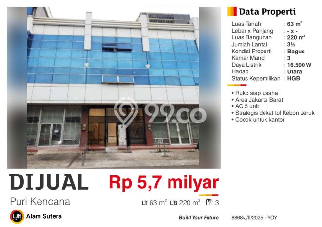 Unit Ruko Dijual di Kebon Jeruk Jakarta Barat Luas Bangunan 220m2 Unit Ruko Dijual di Kebon Jeruk Jakarta Barat Luas Bangunan 220m2
