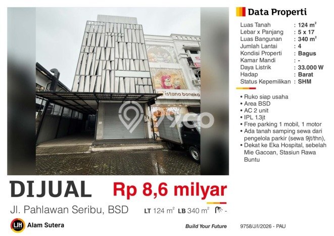 Unit Ruko Dijual di Tangerang LT 124m2 & LB 340m2 Unit Ruko Dijual di Tangerang LT 124m2 & LB 340m2