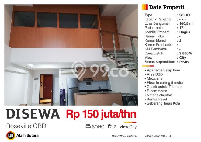 Sewa Apartemen Harga Terjangkau di BSD City 0 Bedroom Sewa Apartemen Harga Terjangkau di BSD City 0 Bedroom