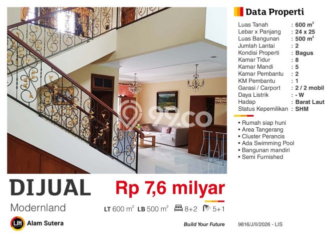 Rumah Elit Modern Siap Huni di Tangerang Kota Tangerang Rumah Elit Modern Siap Huni di Tangerang Kota Tangerang