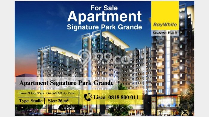 Untuk Dijual Apartemen 1 KT & 1 KM di Jakarta Timur Lokasi Strategis Untuk Dijual Apartemen 1 KT & 1 KM di Jakarta Timur Lokasi Strategis