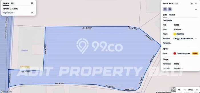 Tanah Kavling Dijual di Canggu, Badung dengan Luas Tanah 2045m2 Tanah Kavling Dijual di Canggu, Badung dengan Luas Tanah 2045m2