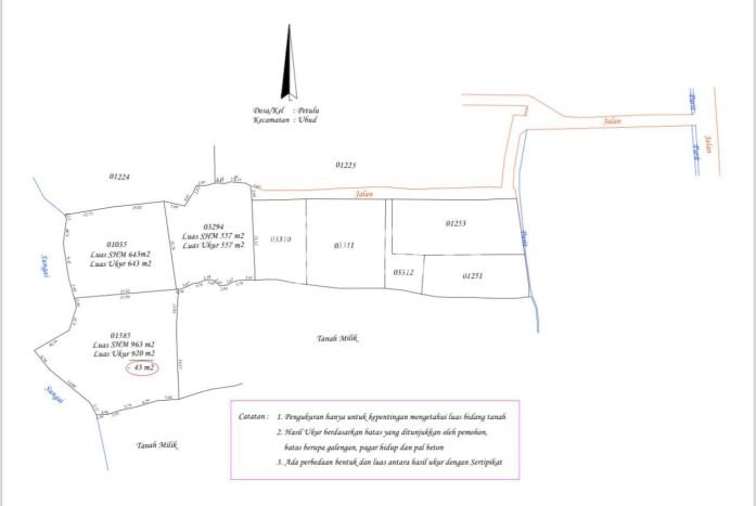 Tanah untuk Dijual Lokasi Ubud, Gianyar Luas 2163m2 SHM Tanah untuk Dijual Lokasi Ubud, Gianyar Luas 2163m2 SHM
