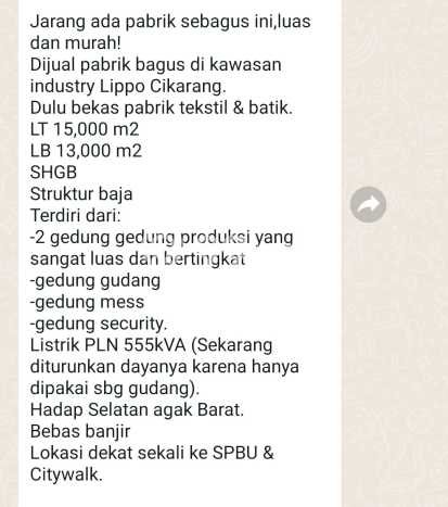 Gudang Dijual di Prime Area Bekasi Luas 13000m2 Gudang Dijual di Prime Area Bekasi Luas 13000m2