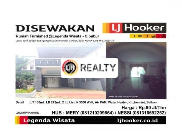 SPECIAL PRICE! Rumah area Legenda Wisata, 4 KT, Akses Mudah Fasilitas Umum, LT 136m² LB 272m² SPECIAL PRICE! Rumah area Legenda Wisata, 4 KT, Akses Mudah Fasilitas Umum, LT 136m² LB 272m²