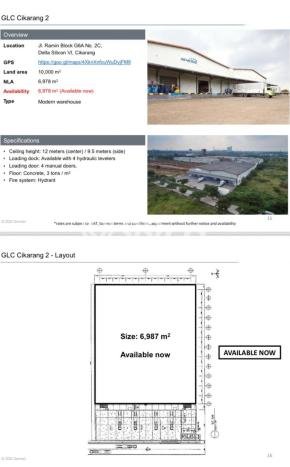 Gudang Disewa di Cikarang Selatan, Bekasi, LT 10000m2 / LB 6978m2 Gudang Disewa di Cikarang Selatan, Bekasi, LT 10000m2 / LB 6978m2
