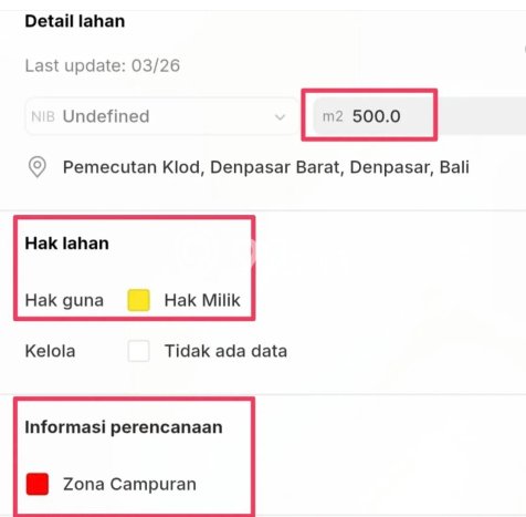 Tanah Kavling untuk Dijual di Kuta Badung 500m2 Tanah Kavling untuk Dijual di Kuta Badung 500m2