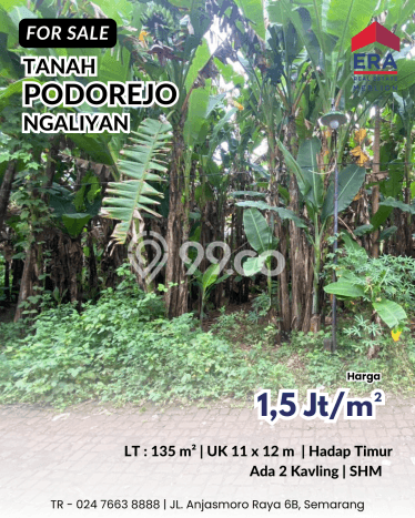 Tanah Komersial Dijual di Ngaliyan Semarang 135m2 Tanah Komersial Dijual di Ngaliyan Semarang 135m2