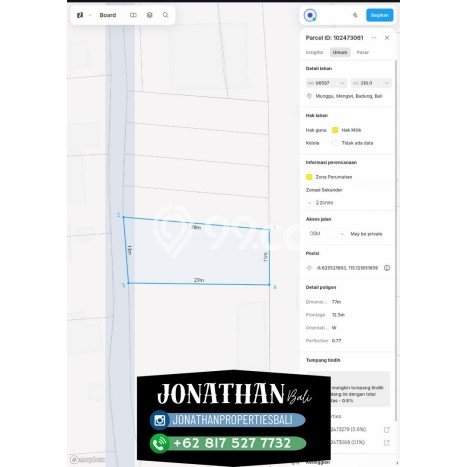 Tanah Dijual di Badung Seluas 476m2 Strategis Tanah Dijual di Badung Seluas 476m2 Strategis