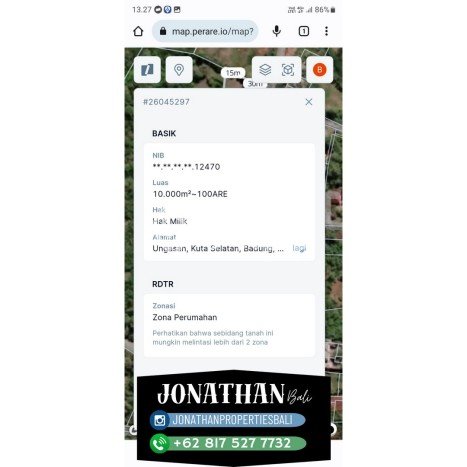 Dijual Tanah 10000m2 di Ungasan, Badung Dijual Tanah 10000m2 di Ungasan, Badung
