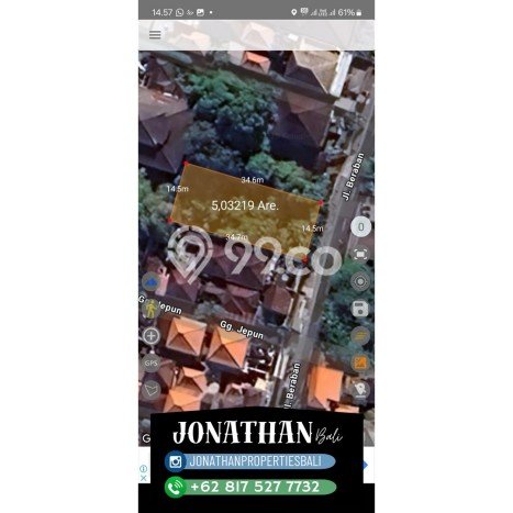 Kavling Tanah untuk Dijual di Seminyak, Badung, Luas 500m2 Kavling Tanah untuk Dijual di Seminyak, Badung, Luas 500m2