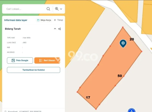 Tanah Komersial Dijual di Jonggol Bogor 960m2 Tanah Komersial Dijual di Jonggol Bogor 960m2