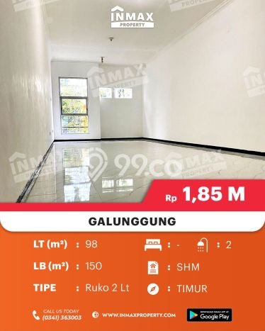 Ruko Dijual di Malang LT 98m2 & LB 150m2 Lokasi Terbaik! Ruko Dijual di Malang LT 98m2 & LB 150m2 Lokasi Terbaik!