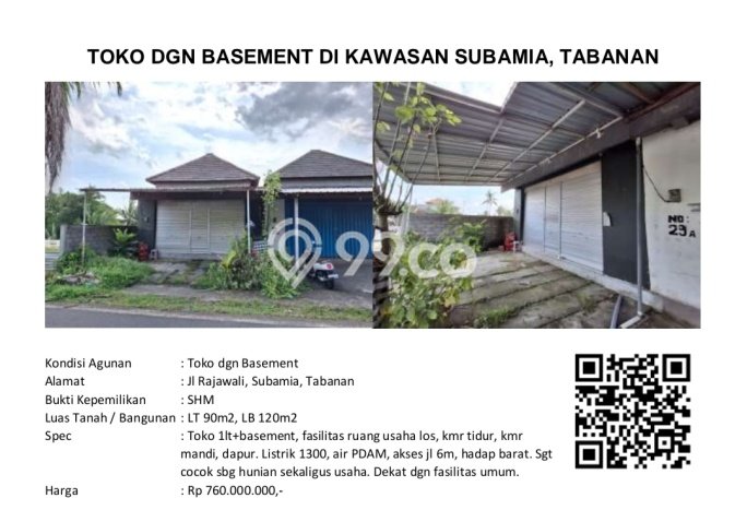 Dijual! Komersial di Subamia Tabanan LT 90m2 / LB 120m2 Kawasan Bisnis Dijual! Komersial di Subamia Tabanan LT 90m2 / LB 120m2 Kawasan Bisnis