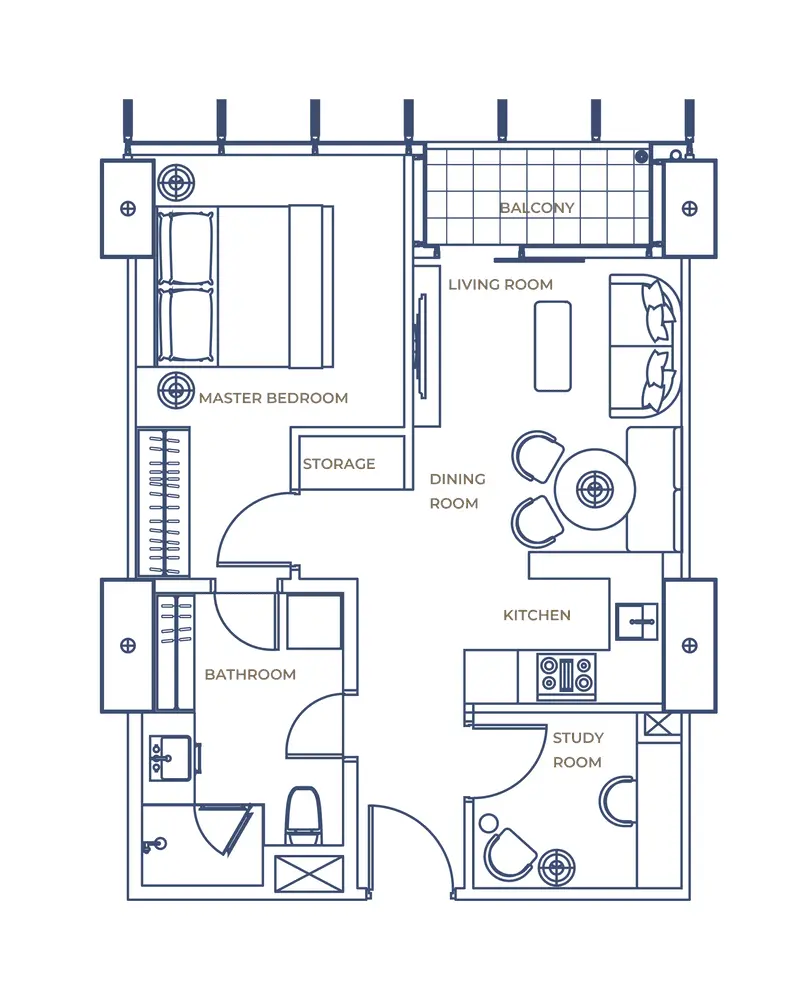 1BR + Study 1BR + Study