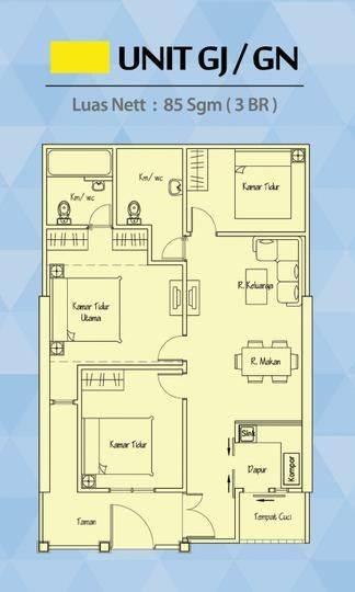 3 Bedrooms (B) 3 Bedrooms (B)