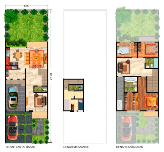 manhattan residence ukuran 8x25 denah