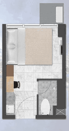 PIK 2 Osaka Riverview Apartement tipe studio denah