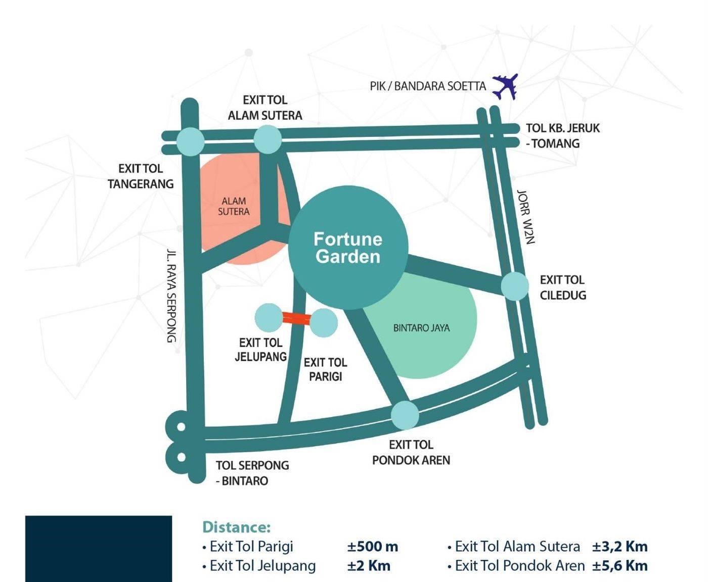 Peta Lokasi Cluster Fortune Garden Graha Raya