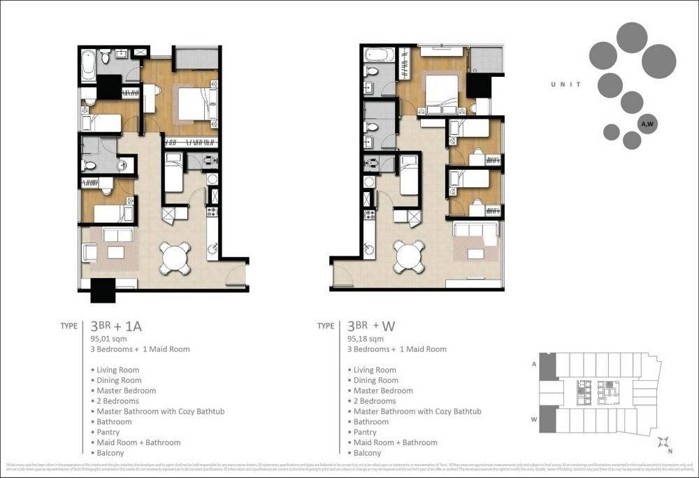 Sahid Sudirman Residence denah 3 bedroom
