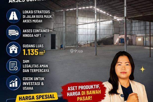 Paling Murah! Gudang Jalan Raya Mauk, Gudang Moh Toha, Gudang Periuk Jaya Luas 1135m2 Gudang SHM di Moh Toha Gudang Tangerang akses container 40ft Paling Murah! Gudang Jalan Raya Mauk, Gudang Moh Toha, Gudang Periuk Jaya Luas 1135m2 Gudang SHM di Moh Toha Gudang Tangerang akses container 40ft