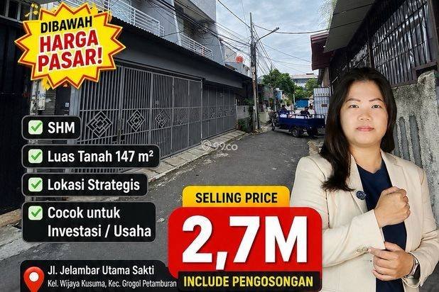 Paling Murah! Rumah Jelambar Jakarta Barat, Rumah Grogol, Rumah 4lt di Jelambar dekat Tanjung Duren, Rumah lokasi strategis di Jakarta Barat Paling Murah! Rumah Jelambar Jakarta Barat, Rumah Grogol, Rumah 4lt di Jelambar dekat Tanjung Duren, Rumah lokasi strategis di Jakarta Barat