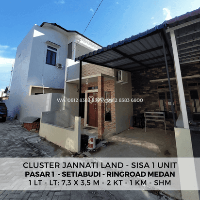 RUMAH MINIMALIS SISA 1 UNIT - PASAR 1 SETIABUDI RINGROAD MEDAN - DEKAT KAMPUS USU DAN SEKOLAH ISLAM NAMIRA - CLUSTER JANNATI LAND RUMAH MINIMALIS SISA 1 UNIT - PASAR 1 SETIABUDI RINGROAD MEDAN - DEKAT KAMPUS USU DAN SEKOLAH ISLAM NAMIRA - CLUSTER JANNATI LAND