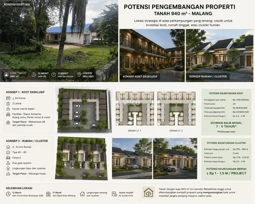 Jual Tanah 940m² di kota malang cocok untuk jadi lapangan Padel Jual Tanah 940m² di kota malang cocok untuk jadi lapangan Padel