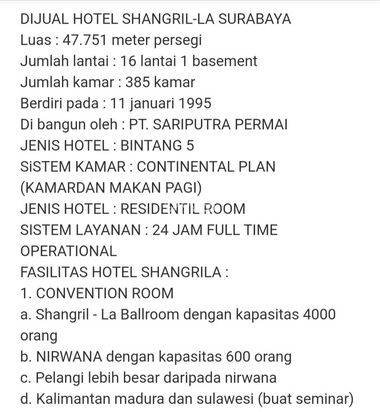 Hotel dijual surabaya, hotel ShangriLa dijual, Hotel surabaya dijual Hotel dijual surabaya, hotel ShangriLa dijual, Hotel surabaya dijual